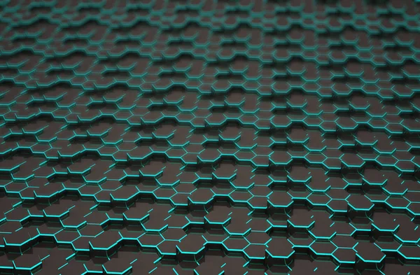 Astratto Sfondo Esagonale Nero Con Linea Blu Modello Geometrico Futuristico — Foto Stock