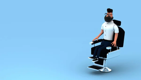 Barber Shop Poster Illustration Hipster Barber Stylist Scissors Shop Design — Stock Photo, Image