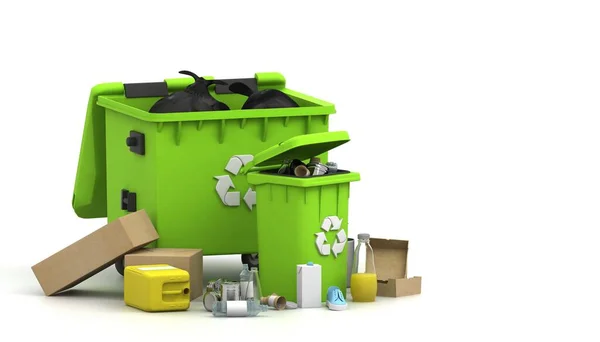 Recycling Concept Render Garbage Container Enviroment Polution Trash Earth Protection — Stock Photo, Image