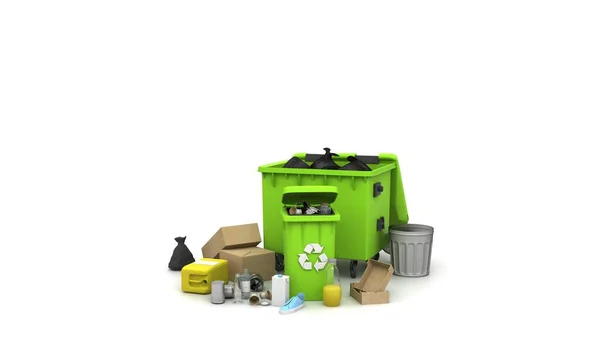 Conceito Reciclagem Renderização Recipiente Lixo Poluição Ambiental Lixo Protecção Terra — Fotografia de Stock