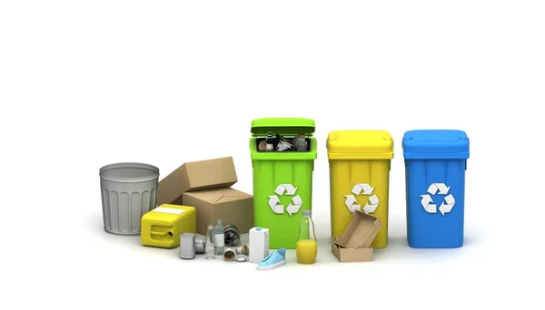 Recycling Concept Weergave Vuilnisbak Milieuvervuiling Polutie Vuilnis Aardbescherming Prullenbak Afvalbeheerconcept — Stockfoto