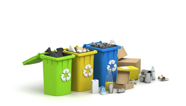 Recycling Concept Weergave Vuilnisbak Milieuvervuiling Polutie Vuilnis Aardbescherming Prullenbak Afvalbeheerconcept — Stockfoto