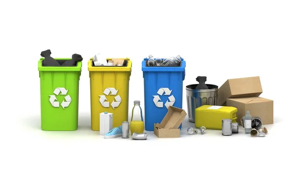 Recycling Concept Weergave Vuilnisbak Milieuvervuiling Polutie Vuilnis Aardbescherming Prullenbak Afvalbeheerconcept — Stockfoto