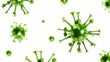 Coronavirus mikroskobik görüntüsü. Grip virüsü 3 boyutlu illüstrasyon. Coronavirüsler grip tedavisi geliştirme aşamasında. Aşı ya da şırınga laboratuarı araştırması. Hastalık konseptinin yayılmasını engellemek.