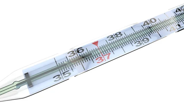 用白色隔热的三维温度计 药物药物 药学主题 — 图库照片