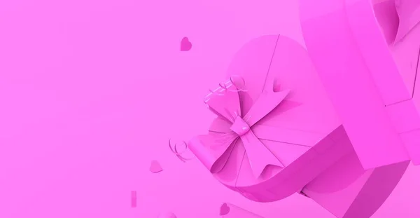 Conjunto Caixas Presente Coloridas Com Arcos Fitas Renderizado Valentine Coração — Fotografia de Stock