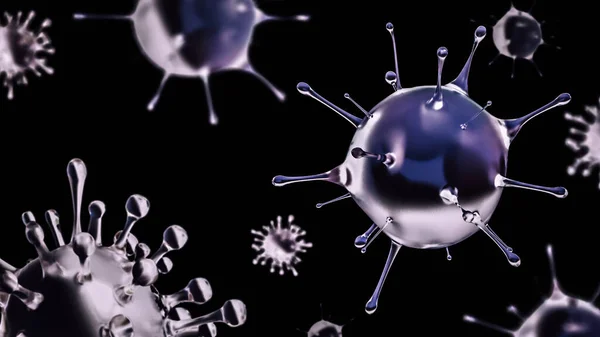 Vista Microscopica Del Coronavirus Virus Influenzale Illustrazione Coronavirus Sviluppo Del — Foto Stock