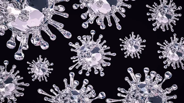Koronavirový Mikroskopický Pohled Ilustrace Chřipkového Viru Koronaviry Vývoj Léčby Chřipky — Stock fotografie