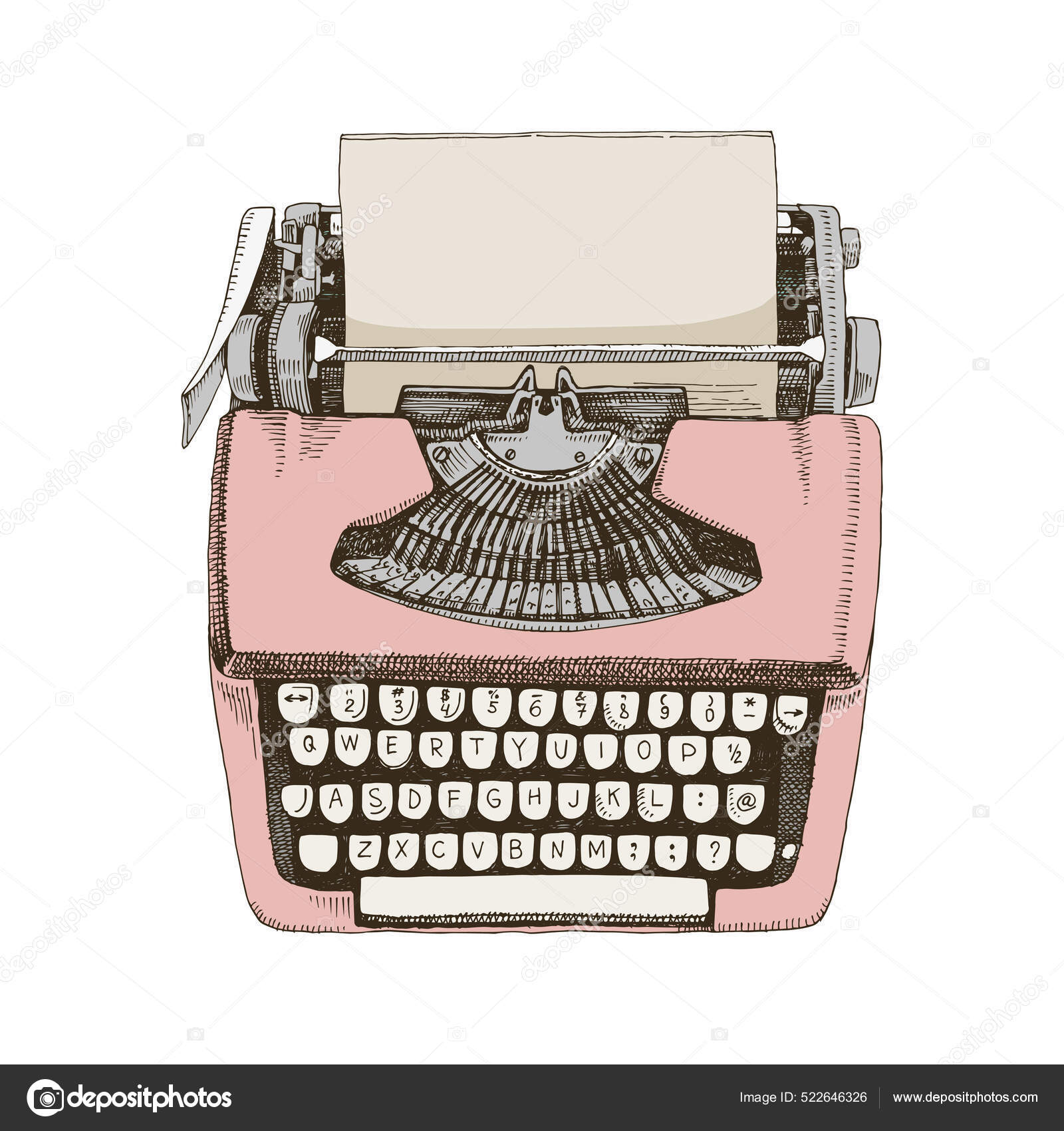 Hand-drawn vintage typewriter writing machine Vector Image