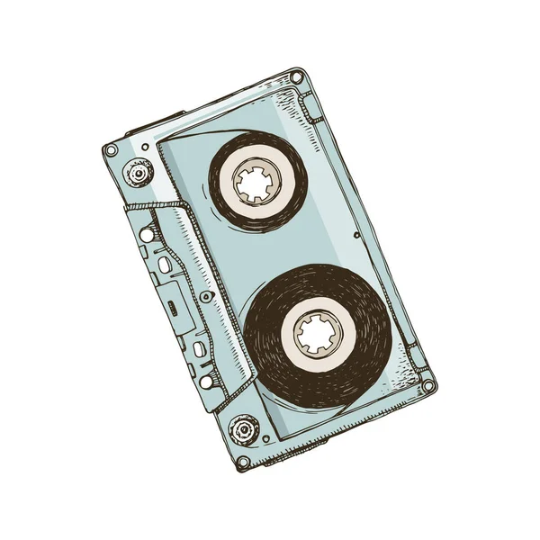 Handgezeichnete Vintage Tape Kassette — Stockvektor