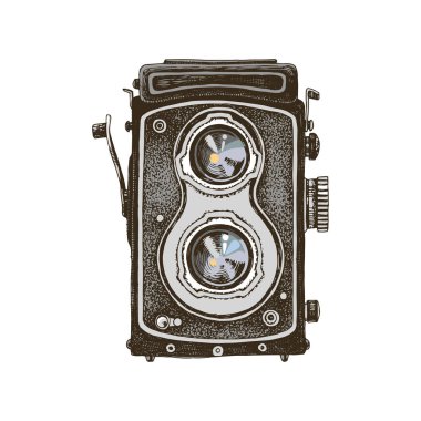 Vintage old TLR medium format film camera clipart