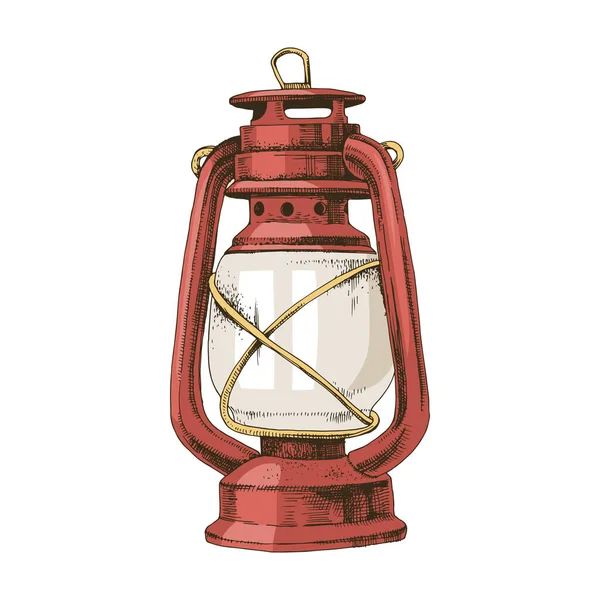 Lanterna de querosene antigo isolado no fundo branco — Vetor de Stock