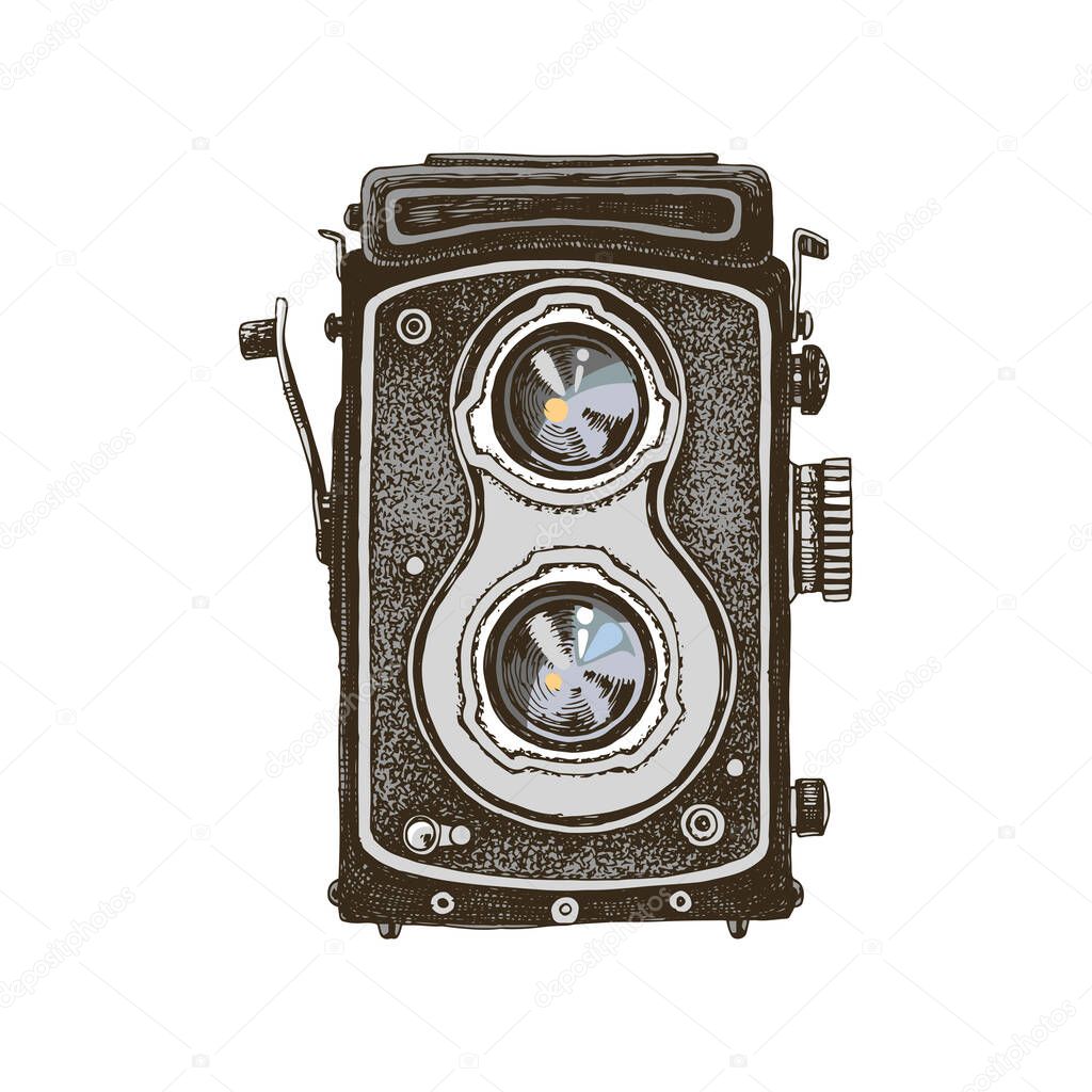 Vintage old TLR medium format film camera