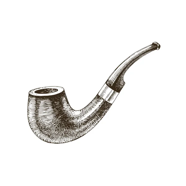 Hand drawn retro monochrome tobacco pipe — Stock Vector