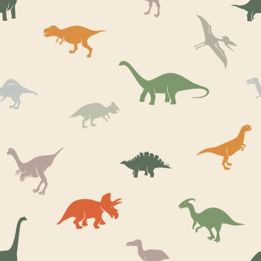 Dinozorların siluetlerinde pürüzsüz desen.