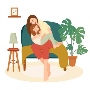 Anne ve bebek. Annem bebeğe sarılıyor. Anneler Günü. Aile ve mutluluk.