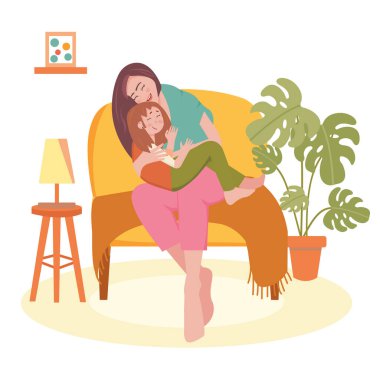 Anne ve bebek. Annem bebeğe sarılıyor. Anneler Günü. Aile ve mutluluk.