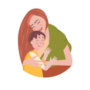 Anne ve bebek. Annem bebeğe sarılıyor. Anneler Günü. Aile ve mutluluk.