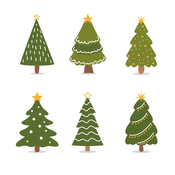 Set Christmas Trees Vector Christmas Tree White Background — Stock Vector