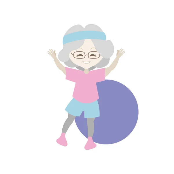 Senior Lady Doing Exercises Sportswearvector Images Simple Flat Style Cartoon – Stock-vektor