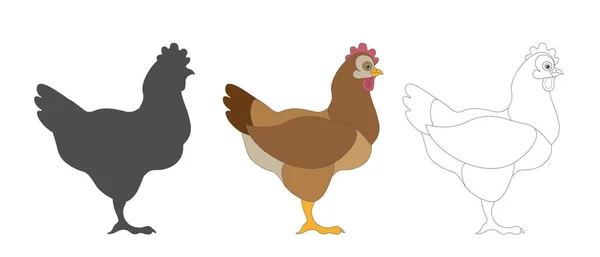 Pollo Rojo Estilo Dibujos Animados Aislado Blanco Imagen Realista Las — Vector de stock