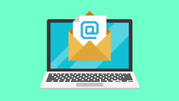 Animation Style Pixel Art Email Ouvrant Sur Écran Ordinateur Portable — Video