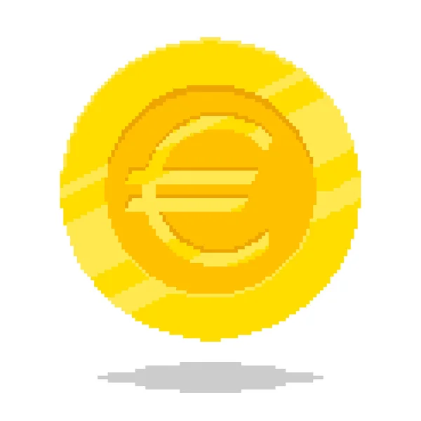 Pixel Art Style Vector Illustration Euro Coin — 스톡 벡터
