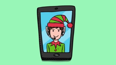 Çizgi film stili, müşteri hizmetleri destek Elf 'inin renkli video animasyonu, mobil ekranda görünüyor. Konuşan animasyonu düzenlemek kolaydır.