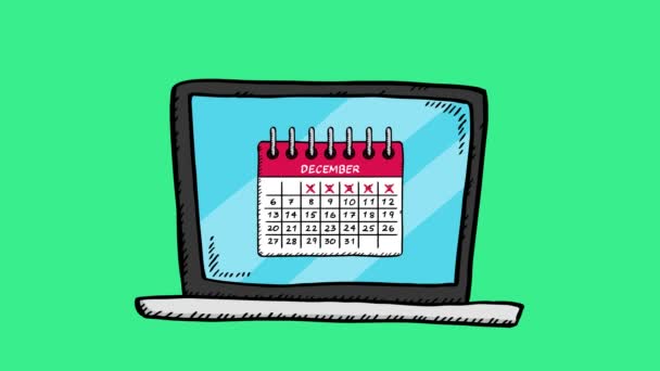 Videoanimation Des Kalendercountdowns Bis Weihnachten Weihnachtstag Erscheint Der Weihnachtsmann Avatar — Stockvideo