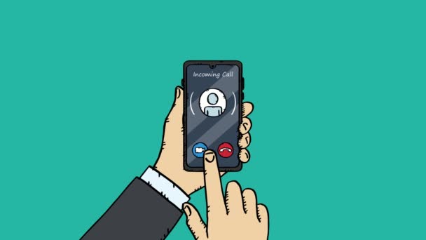 Анімація Медичної Відеорозмови Лікарем Рука Тримає Мобільний Телефон Лікарем Екрані — стокове відео