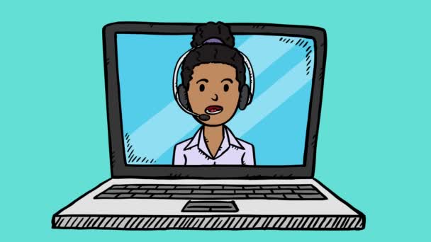 서비스를 노트북 화면으로 비디오 애니메이션 스타일의 애니메이션 — 비디오