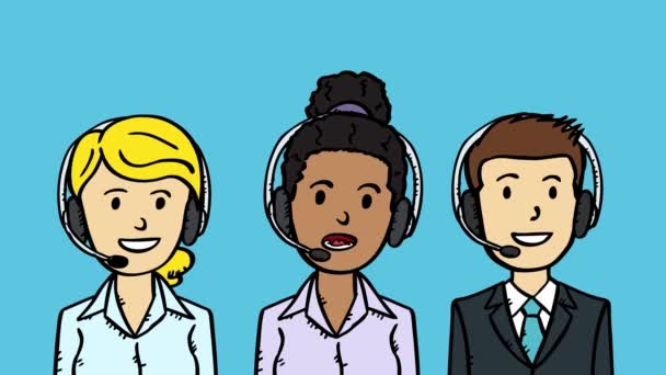 Animación Video Del Equipo Atención Cliente Con Mujeres Que Hablan — Vídeo de stock