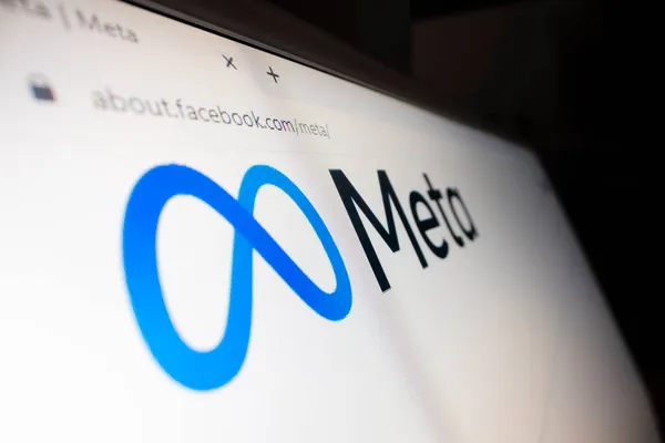 Melbourne Australia November 2021 Tampilan Dekat Logo Meta Situs Webnya — Stok Foto