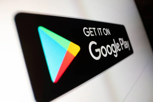 Melbourne Australien Februar 2022 Nahaufnahme Von Get Google Play Badge — Stockfoto