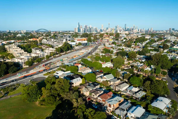Letecký Pohled Domy Předměstí Blízkosti Sydney Cbd Austrálii — Stock fotografie
