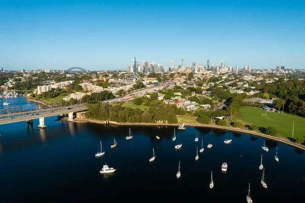 Letecký Pohled Nábřeží Blízkosti Sydney Cbd Austrálii — Stock fotografie