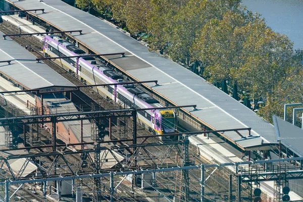 Melbourne Australië Mei 2022 Luchtfoto Van Vline Regionale Passagierstrein Flinders — Stockfoto