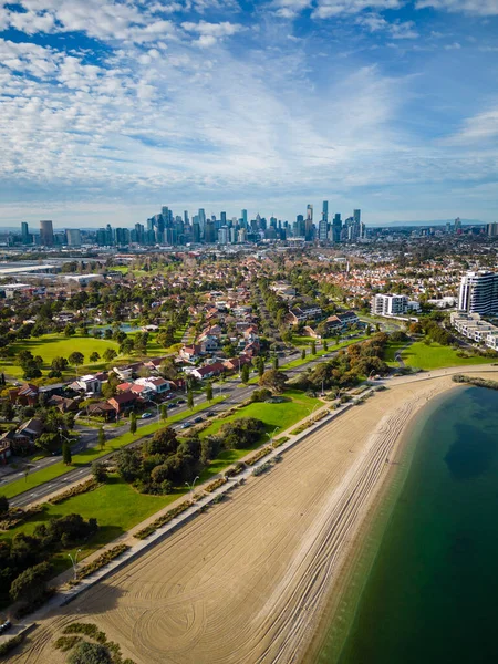 Melbourne Cbd Kıyı Banliyölerinin Hava Manzarası — Stok fotoğraf