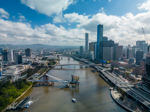 Aerial view of Brisbane city in Australia in morning