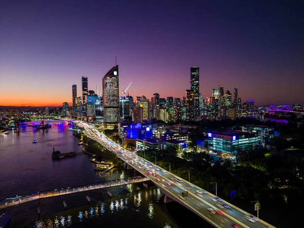Aerial View Brisbane City Australia Night — Zdjęcie stockowe