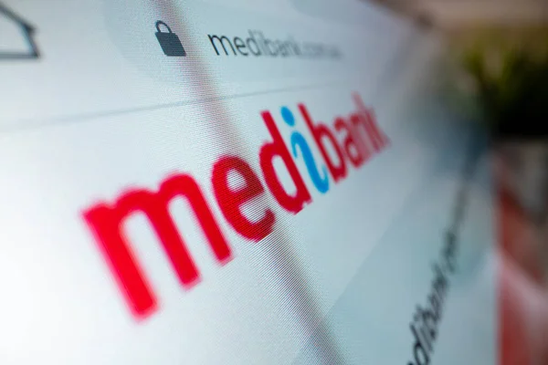 Melbourne Australia Października 2022 Widok Bliska Logo Medibank Swojej Stronie — Zdjęcie stockowe