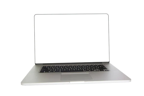 Laptop Morden Plana Isolado Fundo Branco Vista Ângulo Frontal Tela — Fotografia de Stock