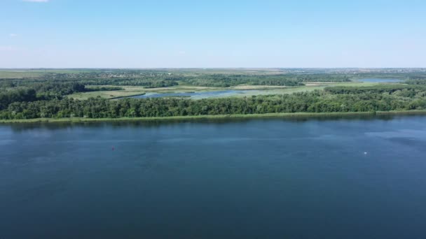 Panoramic View Dnieper River Ukraine Aerial View — Stock Video