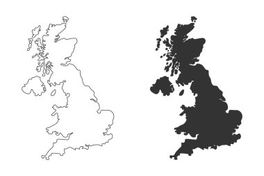 düz dizayn büyük Britanya haritası silueti ve kesme simgesi