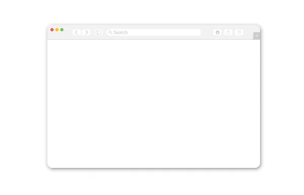 Leeg browservenster op witte achtergrond. Lege web pagina mockup met werkbalk — Stockvector