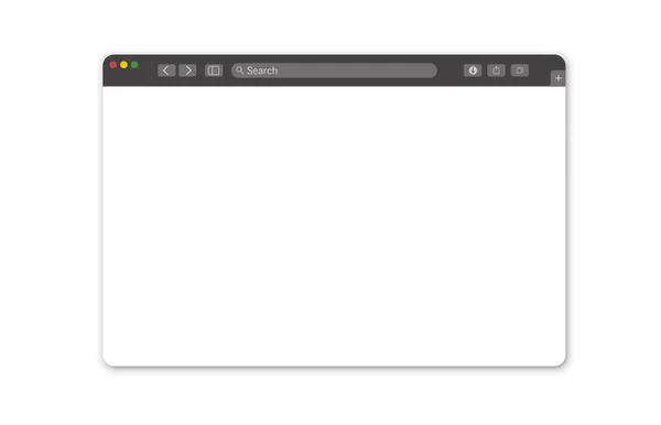 白色背景上的空浏览器窗口。使用工具栏的空网页模型 — 图库矢量图片