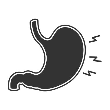 Mide ağrısı işareti simgesi. Basit satır simgesini imzala 