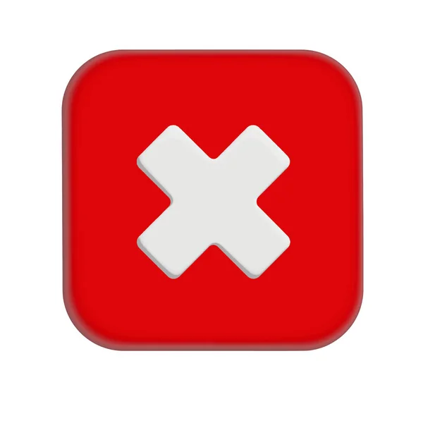 Cruz roja símbolo icono elemento. Símbolo No o botón de forma X para el signo correcto en el cuadrado no aprobado — Vector de stock