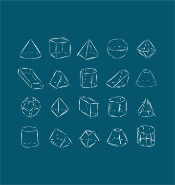 El çizimi vektör küre, küp ve diğer geometrik şekiller