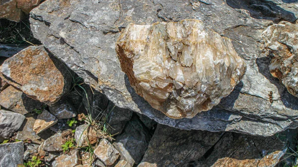 Yunanistan Daki Olimpos Dağı Yamaçlarındaki Bir Kaya Kristalinin Ayrıntıları — Stok fotoğraf